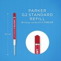 PARKER WKŁAD EKONOMICZNY DO DŁUGOPISU CZERWONY 2 SZTUK ROZMIAR MEDIUM