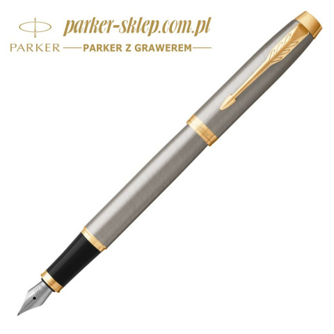 Pióro PARKER Brushed Metal GT ZŁOCONY Stalówka F w Pudełku