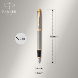 Pióro PARKER Brushed Metal GT ZŁOCONY Stalówka F w Pudełku