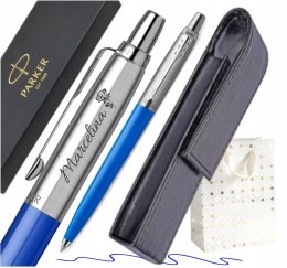 Długopis Parker Jotter Originals Niebieski z grawerem i etui czarne zamykane na magnes