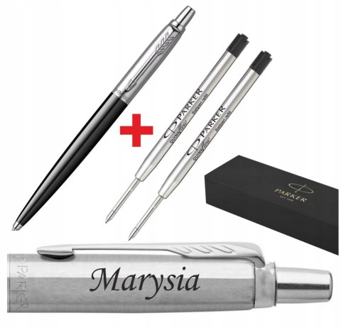 Długopis Parker Jotter Czarny z Grawerem + 2 WKŁADY ORYGINAŁ CZARNE PARKER Długopis Parker Jotter Czarny z Grawerem + 2 WKŁADY ORYGINAŁ CZARNE PARKER