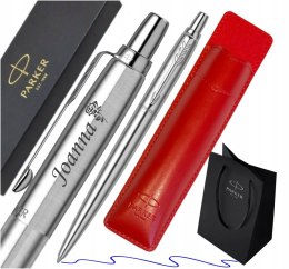 Długopis Parker Jotter Stal Ct z grawerem i z czerwonym etui Parker