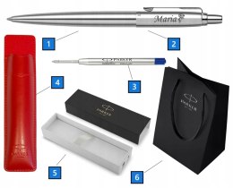 Długopis Parker Jotter Stal Ct z grawerem i z czerwonym etui Parker