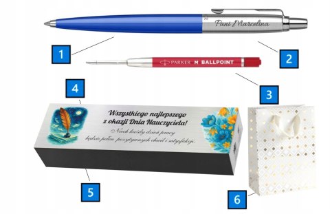 Długopis Parker Jotter z grawerem CZERWONY WKŁAD PREZENT dla NAUCZYCIELA