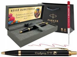 PARKER DŁUGOPIS IM GT ZŁOCONY Z GRAWEREM CZERWONY WKŁAD DLA NAUCZYCIELA