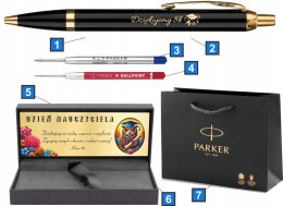 PARKER DŁUGOPIS IM GT ZŁOCONY Z GRAWEREM CZERWONY WKŁAD DLA NAUCZYCIELA