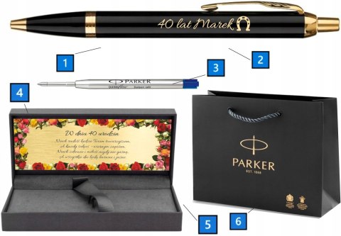 DŁUGOPIS PARKER IM GT ZŁOCONY Z GRAWEREM I TABLICZKA NA URODZINY