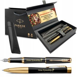 DŁUGOPIS PIÓRO CZARNE ZŁOCONE PARKER URBAN W PUDEŁKU PREMIUM Z ETUI Z GRAWEREM I TABLICZKA na ŚWIĘTA