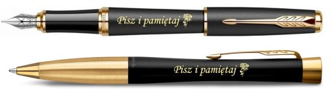 DŁUGOPIS PIÓRO CZARNE ZŁOCONE PARKER URBAN W PUDEŁKU PREMIUM Z ETUI Z GRAWEREM I TABLICZKA na ŚWIĘTA
