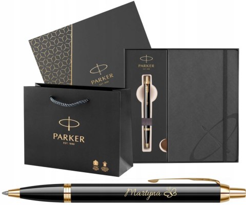 Długopis Parker Im Gt Złocony Z Grawerem Pudełko Premium z Notesem Parker