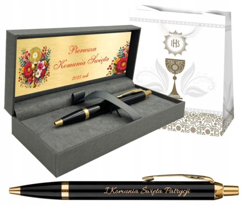 DŁUGOPIS PARKER IM GT ZŁOCONY Z GRAWEREM I TABLICZKA NA PIERWSZĄ KOMUNIĘ