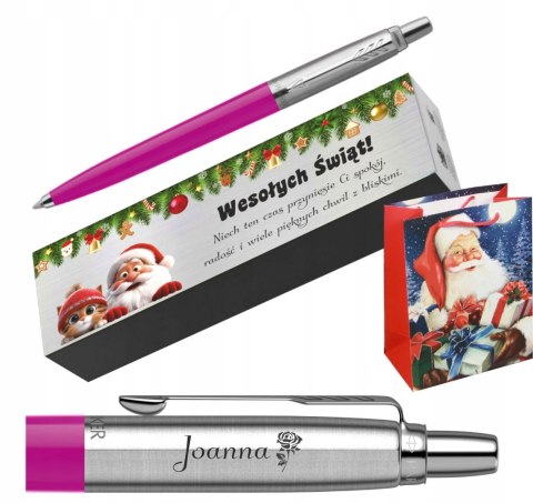 DŁUGOPIS PARKER JOTTER MAGENTA Z GRAWEREM TABLICZKĄ UPOMINEK NA ŚWIĘTA