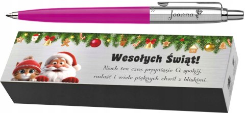 DŁUGOPIS PARKER JOTTER MAGENTA Z GRAWEREM TABLICZKĄ UPOMINEK NA ŚWIĘTA