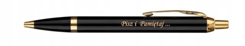 DŁUGOPIS PARKER IM CZARNY ZE ZŁOTEM Z GRAWEREM I TOREBKĄ PREZENTOWĄ