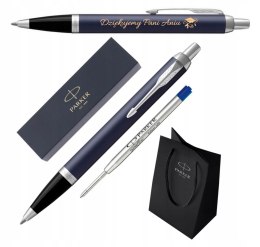 DŁUGOPIS PARKER IM MATOWY NIEBIESKI Z GRAWEREM I TOREBKĄ PREZENTOWĄ