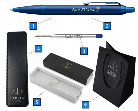 DŁUGOPIS PARKER IM NIEBIESKI Z GRAWEREM ETUI PARKER I TOREBKA PREZENTOWĄ