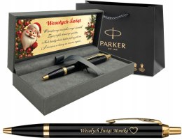 PARKER IM CZARNY ZŁOCONY GT Z GRAWEREM W PUDEŁKU TABLICZKA NA ŚWIĘTA