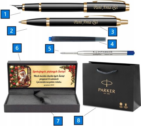 PARKER PIÓRO WIECZNE DŁUGOPIS ZESTAW IM ZŁOCONY Z GRAWEREM PREZENT ŚWIĘTA