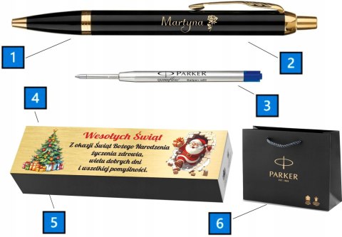 WYJĄTKOWY PREZENT NA ŚWIĘTA Parker IM Czarny Złocony z Grawerem I Tabliczką