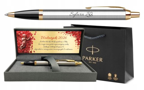 DŁUGOPIS PARKER IM STALOWY GT z GRAWEREM ZESTAW NA PREZENT NA WALENTYNKI