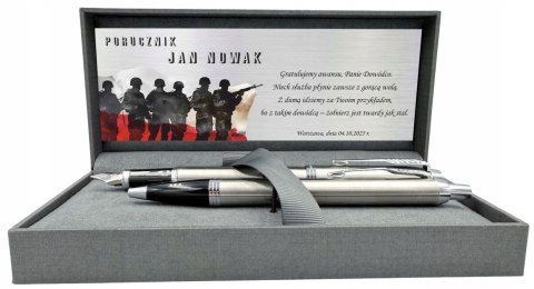 EKSKLUZYWNY ZESTAW PARKER IM STAL CT Z GRAWEREM PREZENT NA AWANS WOJSKOWY
