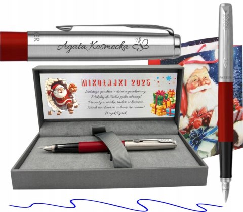 PARKER JOTTER CZERWONE PIÓRO WIECZNE Z GRAWEREM TABLICZKA PREZENT MIKOŁAJKI