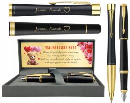 PARKER PIÓRO WIECZNE I DŁUGOPIS URBAN ZŁOCONY Z GRAWEREM na WALENTYNKI