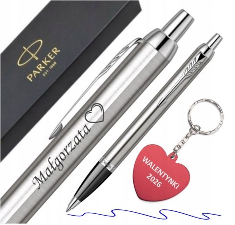 PREZENT NA WALENTYNKI DŁUGOPIS PARKER IM CT Z GRAWEREM I BRELOKIEM SERCE