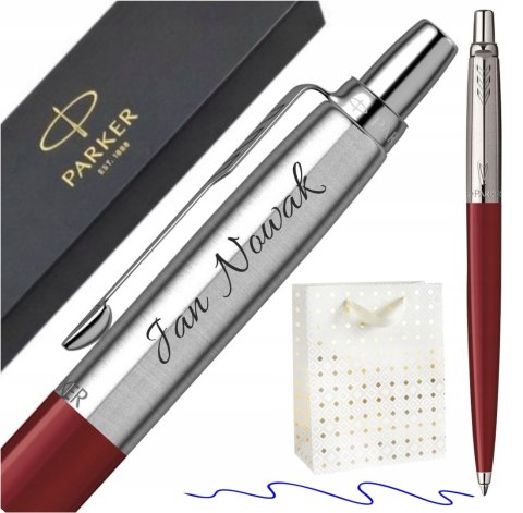 DŁUGOPIS PARKER JOTTER CZERWONY Z GRAWEREM I TOREBKĄ NA DZIEŃ KOBIET