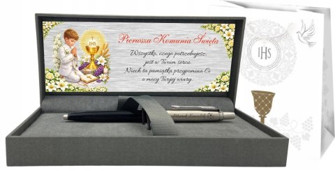 Długopis Parker Jotter Czarny z Grawerem w pudełku prestige z tabliczką na Pierwszą Komunię