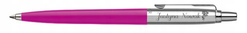 Długopis Parker Jotter Magenta z Grawerem w pudełku prestige z tabliczką na Pierwszą Komunię Prezent Komunia