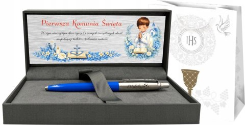 Długopis Parker Jotter Niebieski z Grawerem w pudełku prestige z tabliczką na Pierwszą Komunię