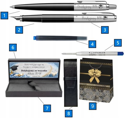 PARKER JOTTER CZARNY PIÓRO DŁUGOPIS Z GRAWEREM ZESTAW DLA NAUCZYCIELA