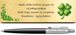 Czarny Jotter Originals i kartonowe pudełko z tabliczką