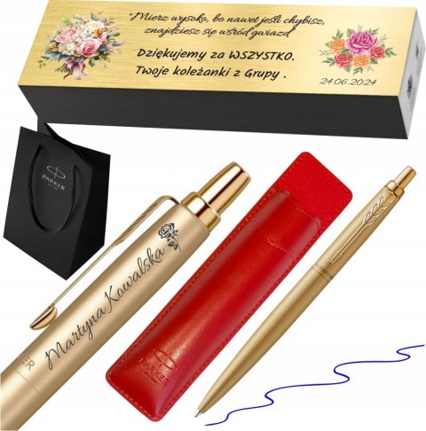 ZESTAW DŁUGOPIS PARKER JOTTER GOLD Z GRAWEREM I TABLICZKĄ NA PREZENT