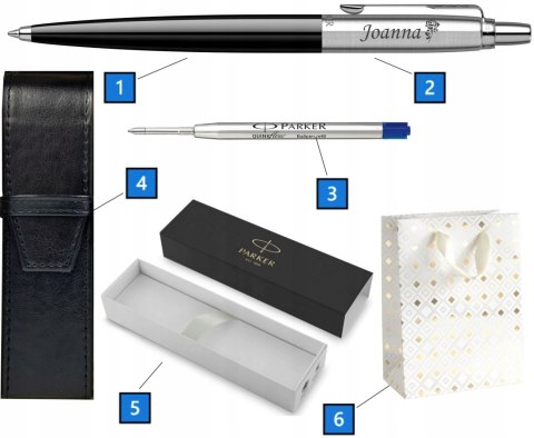Długopis Parker Jotter Originals Czarny z grawerem i etui czarne na pasek Długopis Parker Jotter Originals Czarny z grawerem i etui czarne na pasek