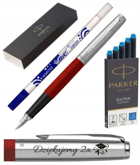 PARKER JOTTER CZERWONE PIÓRO Z GRAWEREM WYMAZYWACZ BIC I NABOJE Z TOREBKĄ PARKER JOTTER CZERWONE PIÓRO Z GRAWEREM WYMAZYWACZ BIC I NABOJE Z TOREBKĄ