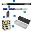 PARKER VECTOR CZARNE PIÓRO Z GRAWEREM WYMAZYWACZ BIC I NABOJE WRAZ TOREBKĄ