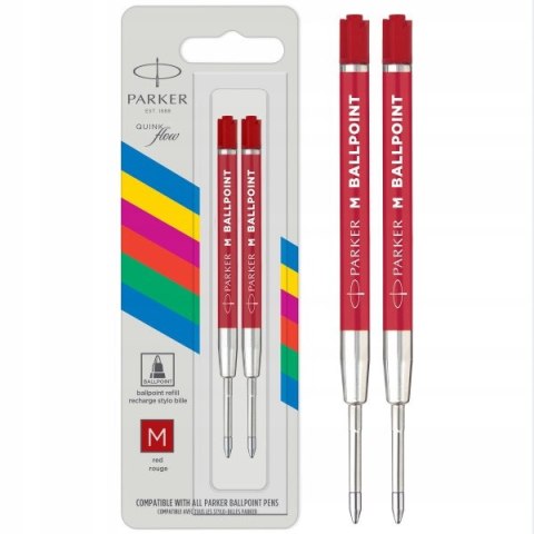 Wkład Parker do długopisu czerwony ekonomiczny 2 sztuki Rozmiar Medium 0,7mm Wkład Parker do długopisu czerwony ekonomiczny 2 sztuki Rozmiar Medium 0,7mm