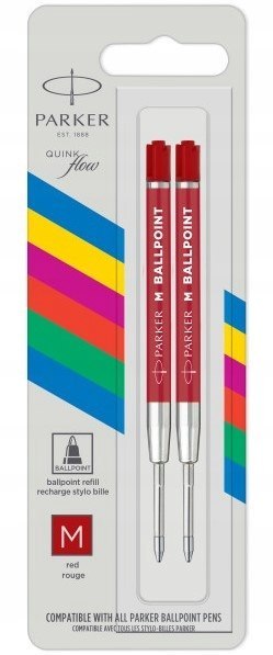 Wkład Parker do długopisu czerwony ekonomiczny 2 sztuki Rozmiar Medium 0,7mm