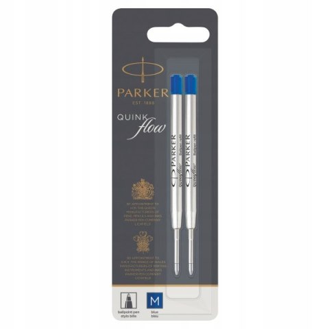 Wkłady Parker do długopisu niebieskie metalowy 2 sztuki Rozmiar Medium 0,7mm