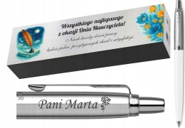 DŁUGOPIS PARKER JOTTER BIAŁY Z GRAWEREM TABLICZKA PREZENT DLA NAUCZYCIELA