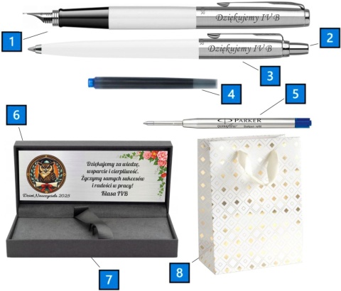 PARKER PIÓRO I DŁUGOPIS JOTTER BIAŁY Z TWOIM GRAWEREM PREZENT NA DZIEŃ NAUCZYCIELA PARKER PIÓRO I DŁUGOPIS JOTTER BIAŁY Z TWOIM GRAWEREM PREZENT NA DZIEŃ NAUCZYCIELA